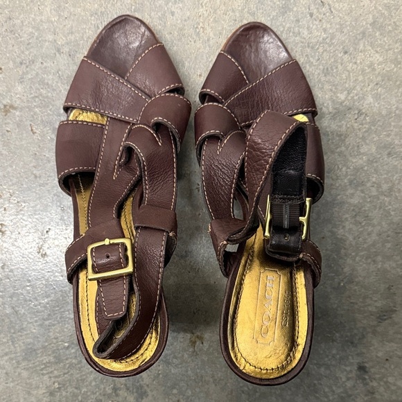 Coach Dark Brown Leather Sandals - Picture 4 of 6